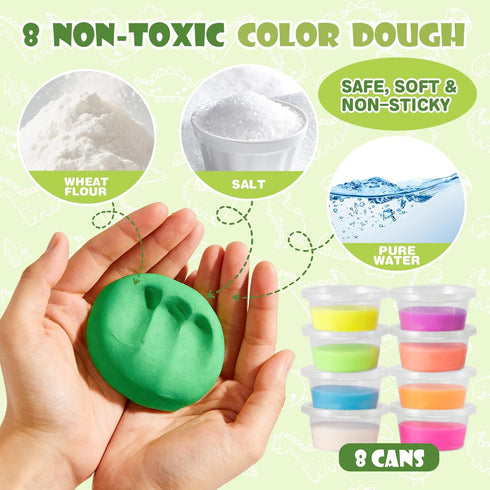 Set 26 Playsets Crelloci Dinosaur Color Dough Tools Dino World PCS Toy Clay Accessaries Dough and Moulds in a Portable