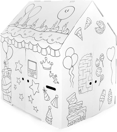 Easy Playhouse Birthday - Kids Art & Craft for Indoor & Outdoor Fun, Decorate Cardboard Fort, Made in USA
