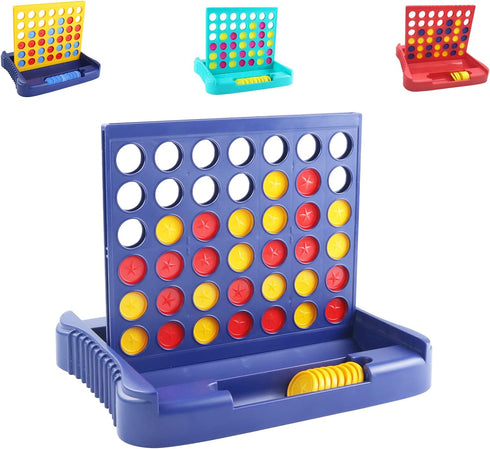 4 in a Row Game - Classic Family Fun Game with 6 Spare Discs for Kids Ages 3-12 (Blue)