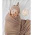 Baby Swaddle Receiving Blankets with Matching Beanie Set, Newborn Nursery Wrap for Boys and Girls (Brown)
