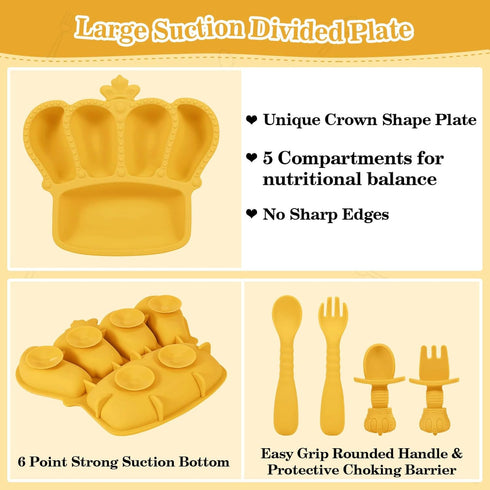 BXLL Set 10 Sets Silicone Baby Feeding Pcs Baby Led Weaning Supplies Suction Bowl Divided Plate Baby Bibs Fruit feeder