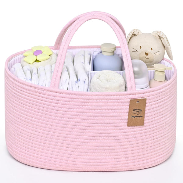 19L Baby Diaper Caddy Organizer, 16.8"x9.8"x9" Cotton Rope Diaper Basket, Changing Table