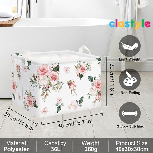 Clastyle Rectangle Rose Floral Baby Girl Gift Basket for Outdoor Towel Storage, Pool Toy, and Beach Blanket