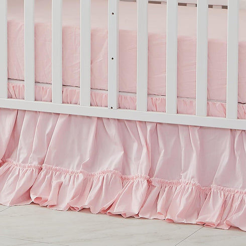Brandream Crib Bed Skirt for Baby Girls Boys Blush Pink Boho Bohemian