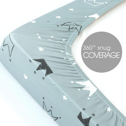 GRSSDER Stretchy Ultra Soft Jersey Knit Fitted Pack n Play Sheets Set, 2 Pack for Portable Cribs