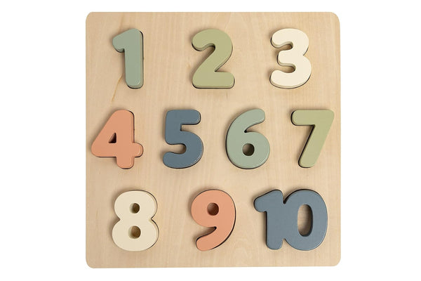 Pearhead Wooden 123 Numbers Puzzle, Colorful Preschool Counting Toy, Montessori Educational Learning Board Gift for