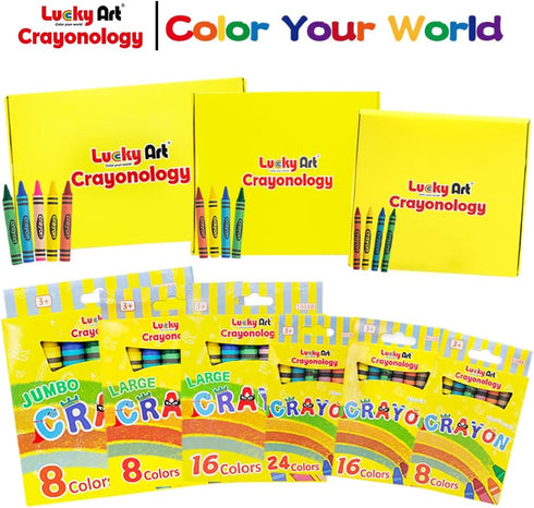 20 Sets 5 Packs (100 count) Packs Lucky Art of Jumbo Size Crayons - Mini Crayon Non-Toxic; Crayons in bulk for Kids