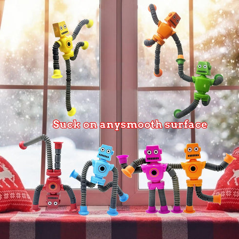 Wririwud 6PC,Toys 3 4 5 6 7 8 9,Christmas Robot Sensory Travel Roadtrip Toys for Kids with Autism, Suction Autism Pop