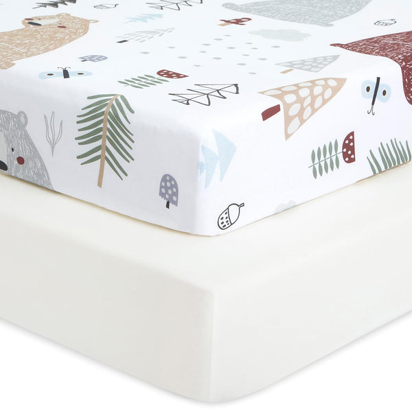 Evolur Grizzly Bear Light 2 Pack Crib Sheet, Fitted Crib Sheet for