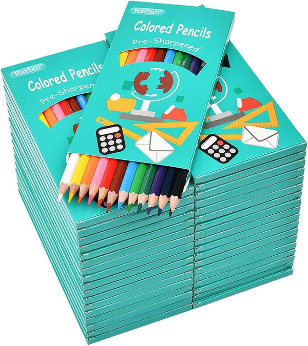 Colored Pencils Bulk - Pre-sharpened, 12 Assorted Colors, Pack of 36, 432 Count