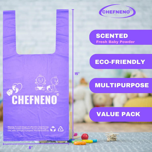 (600 (600 Baby Disposable Diaper Sacks ct.) Fresh Baby Powder Scented, Easy-Tie Diaper Sacks Disposal Bulk Diaper Sacks