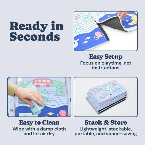 50x50 Inch Tummy TODALE Foldable Baby Play Mat - Thick Padded Floor Mat for Crawling and Time - Non-Slip, Waterproof