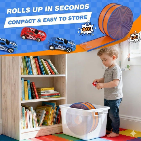 15 Set 2 3 Ft Flexible Race Track for Kids, DIY Car Track with Toy Cars & Suction Cup Ramps, Easter Basket Stuffers