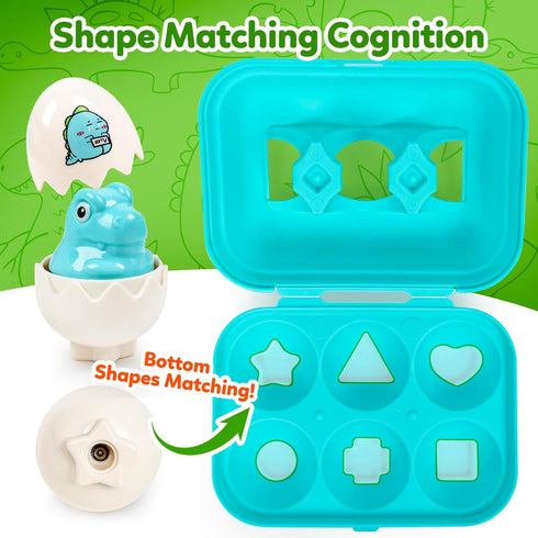 Dinosaur Matching Eggs Toys for Toddlers, Sensory Fun Educational Learning Puzzle Games for 1-3 Years Old Boys Girls