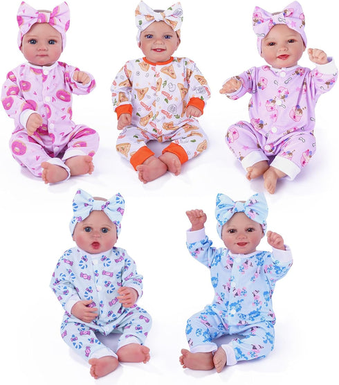 BABESIDE Reborn Baby Doll Clothes for 17-22 Inch Dolls, 5 Sets Baby