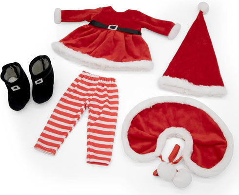 Eimmie 18 Inch Sets 18 Playtime by Doll Clothes and Accessories - Christmas Holiday Dress with Matching Santa Hat