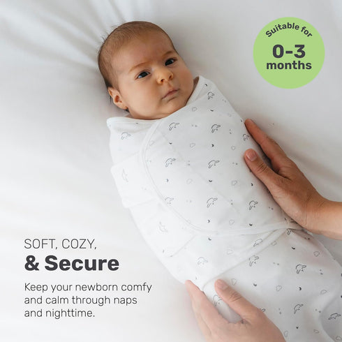 Snug Newborn Swaddle, Breathable & Premium Cotton Sleep Swaddle Blankets for Newborns with Adjustable Fit, Secure