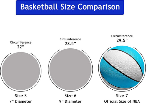 Botabee Official Size 9.4" Diameter Pool Basketball - Size 7 Waterproof Ball for Pool & Outdoor Play - White and Blue