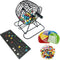 Yuanhe Deluxe Bingo Games Set - Metal Cage with Calling Board, 50 Bingo Cards, 300 Colorful Chips, 75 Colored Balls