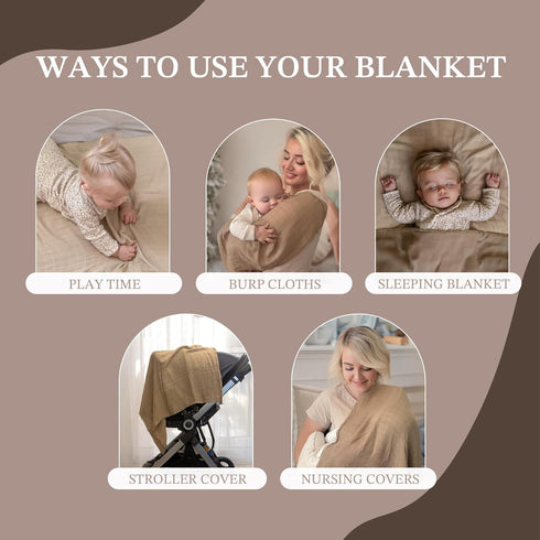 Set: (2-Pack) (2-Pack) 4-Piece Pink Floral Nursery Bedding Muslin Fitted Crib Sheets & Soft Newborn Swaddle Blankets