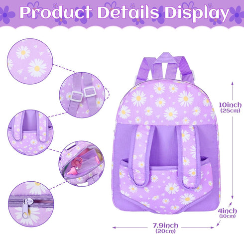 12" Backpack Accessories,12 Inch Set 3+ Flower Pattern Baby Doll With Carrier Can Store Clothes and Baby Dolls In Gift