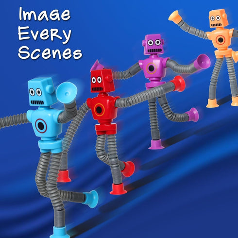 Fpjlokf 4 3-9 Pcs Telescopic Suction Cup Robot Toy, Coolest Pop Tubes Sensory Toys for Toddlers, Educational Fidget
