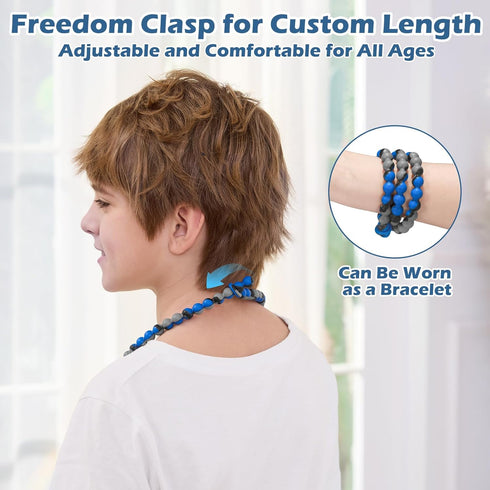 Vanelioris Chew Necklaces for Sensory Kids and Adults, Chewy Necklace Sensory Toys for Nail Biting, Silicone Necklace