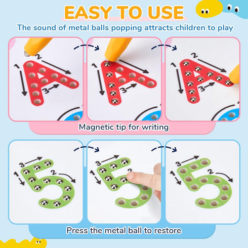 Set, JoyCat Magnetic Letter and Number Tracing Board Double Sided Alphabet & Numbers Board for Toddlers, ABC Uppercase