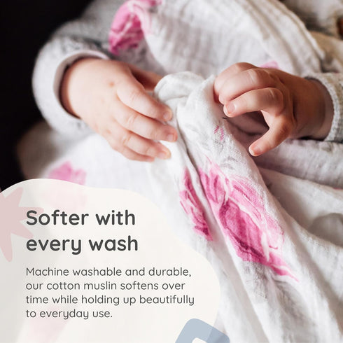 100% 47 47 Margaux & May Muslin Baby Swaddle Cotton, Large x Newborn Swaddle, Soft & Breathable Muslin Swaddle Blanket