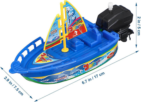 6PCS Playset Toyvian Kids Plastic Boat Toys: Boys Vehicles Boatsail Wind up Toys for Bathtub- Motorboats Kids Bathtub