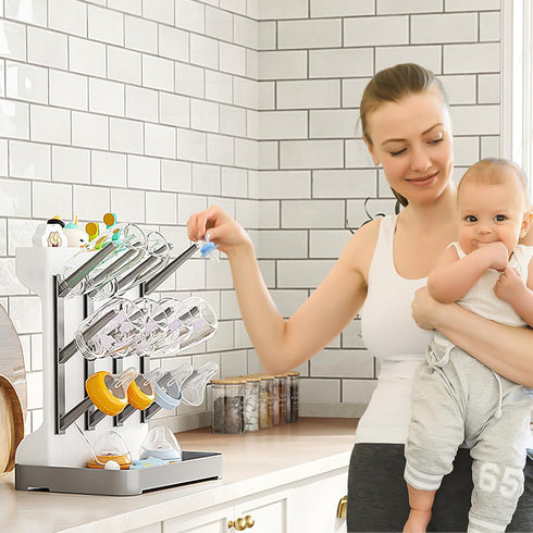 Countertop GoMaihe Baby Bottle Drying Rack: Space Saving Vertical Bottle Dryer Holder - Baby Accessories Storage Stand