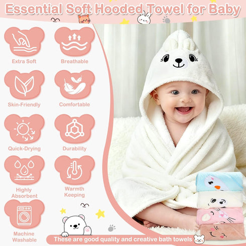 Sublaga 14 Set, 4 32x32 8 2 Pcs Baby Towels, Soft Baby Towel and Washcloths Pcs in Hooded Bath Towel, Pcs Baby