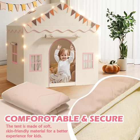2 4 51" 39" 53" Treestone Doors Kids Play Tent with Padded Mat & Light, Large Tent for Toddler with Windows,Kids