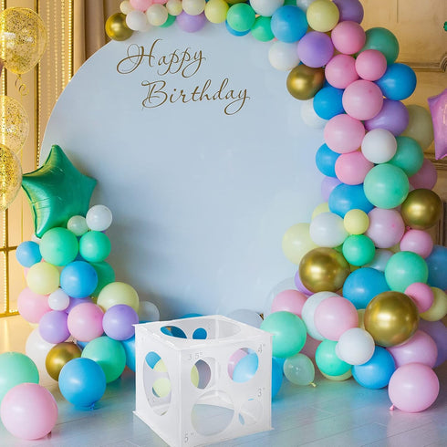 Auihiay 12 Holes Balloon Sizer Cube Box, Collapsible Plastic Measurement Tool for Decorations, Columns, Arches