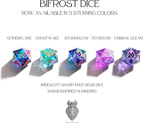 Set Set Iridescent DND Dice with Glowing LED Display Box Sharp Edge Polyhedral Dice with Mesmerizing Finish | Bonus