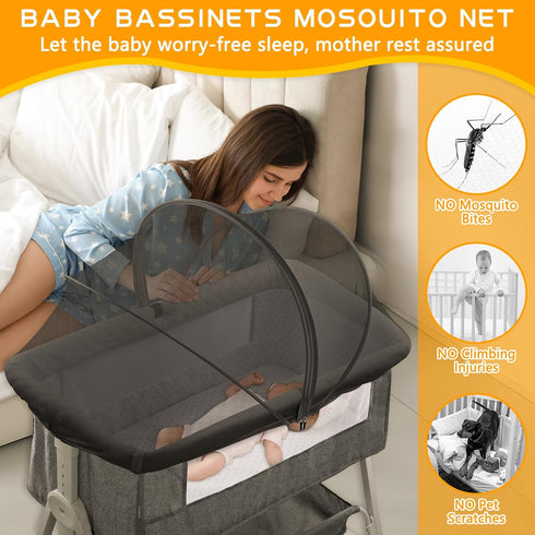 jiangcha 2-Way Bassinet Cover for Cats - Mosquito Net Cover for Bassinet Bedside Sleeper Travel Crib to Keep Cats Out