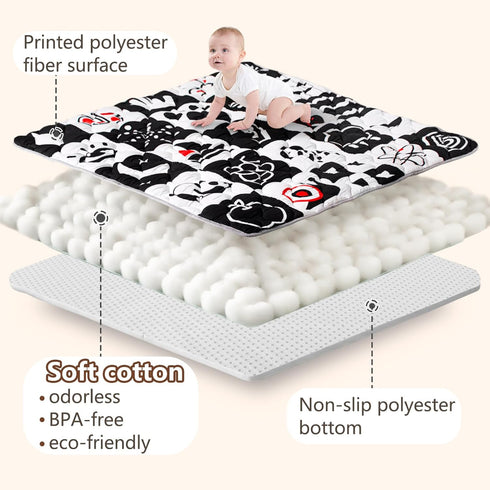 50x50 Baby Play Mats for Floor, Upgraded Thick Soft Playpen Mat, Anti-Slip Bottom, Foldable and Machine Washable