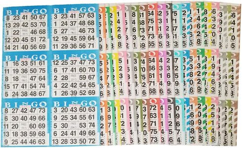 Bingo Paper Game Cards – 6 Card – 20 Bingo Sheets – 50 Books – 20 Colors, Made in USA
