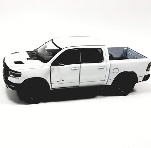 Kinsmart 2019 White Dodge Ram 1500 Pickup Truck - 1/46 O Scale Diecast Truck