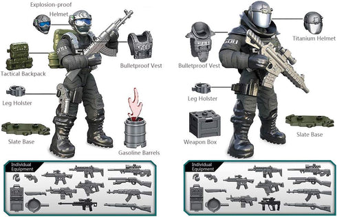 YEIBOBO Special Forces Mini Action Figure (Flying Tigers Team XJ-822) with Military Weapons and Accessories