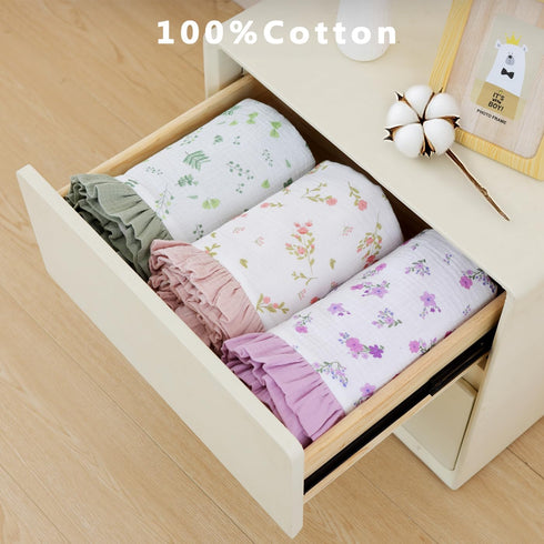 36"x40" Flounce Muslin Baby Blanket - Cotton Quilt Blankets for Toddlers - Reversible Nursery Crib Blanket for Baby
