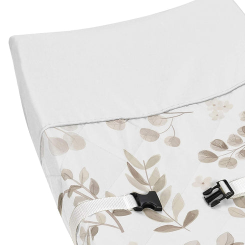 Sweet Jojo Designs Floral Leaf Boy or Girl Baby Nursery Changing Pad Cover - Gender Neutral Ivory Cream Beige Taupe