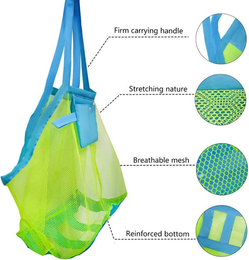 Extra Large Mesh Beach Toys Bag, Sand Tote Bag Storage for Children Toys, Perfect for Organizing Kids Sand Toys