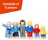 Set 6 3+ Goki Dollhouse Family - Poseable Mini Dolls for Dollhouse Accessories - Ages Wooden Figurines for Imaginative