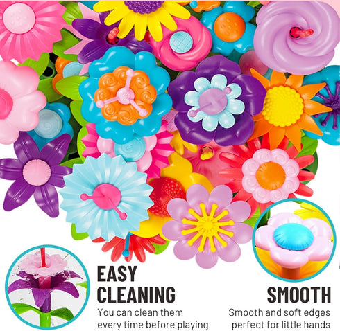 FUNZBO Flower Garden Building Toys for Girls, Toddler Toys for 3-7 Year Olds, Stacking Toys for Outdoor Play