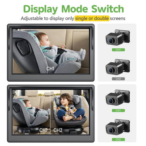 IPOZITO 2 5 inch 1080P Car Camera for Baby Monitor for Kids Display HD Dual-Channel Baby Car Camera with IR Night