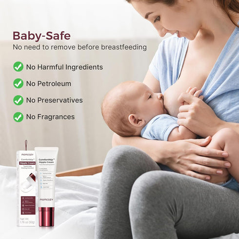 Momcozy 1.76oz Cooling Nipple Cream Safe for Nursing,Fast Relief with Cooling Ceramic Applicator for Cracked Nipple