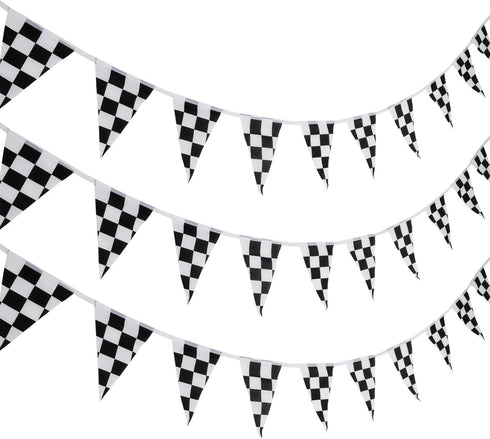 10 Meters Checkered Pennant Banner, Racing Flag Party Decoration for Race Theme Birthday Party