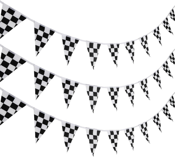 10 Meters Checkered Pennant Banner, Racing Flag Party Decoration for Race Theme Birthday Party