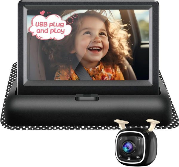 RVGoNow Baby Car Camera with 4.3'' Monitor, USB Powered Rear Facing Seat Camera,